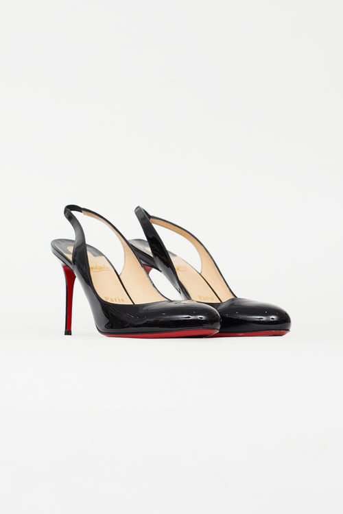 Christian Louboutin Black Patent Leather Slingback Pump