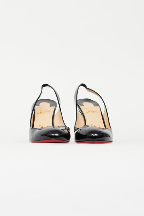 Christian Louboutin Black Patent Leather Slingback Pump