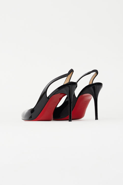 Christian Louboutin Black Patent Leather Slingback Pump