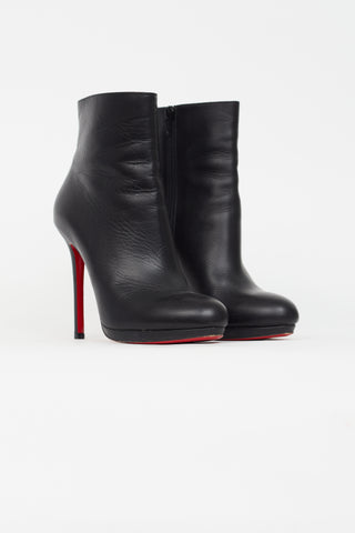 Christian Louboutin Black Leather Ankle Boot