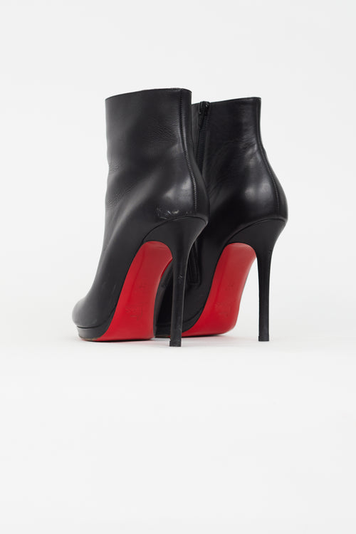 Christian Louboutin Black Leather Ankle Boot