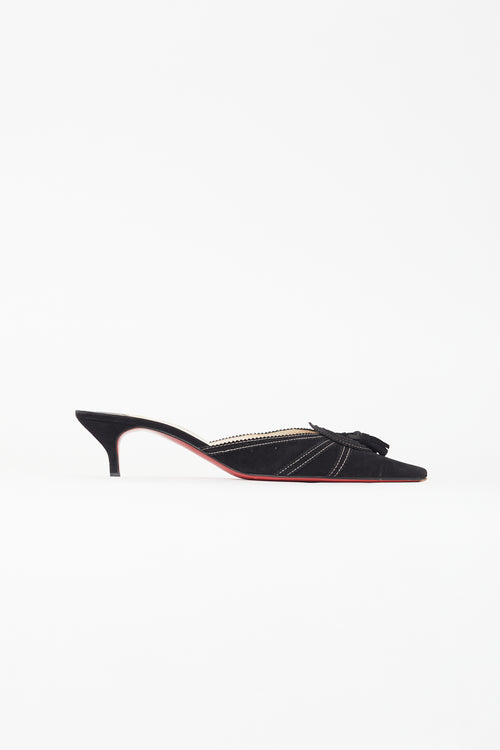 Christian Louboutin Black Suede Tassel Mule