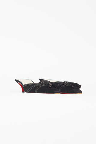 Christian Louboutin Black Suede Tassel Mule