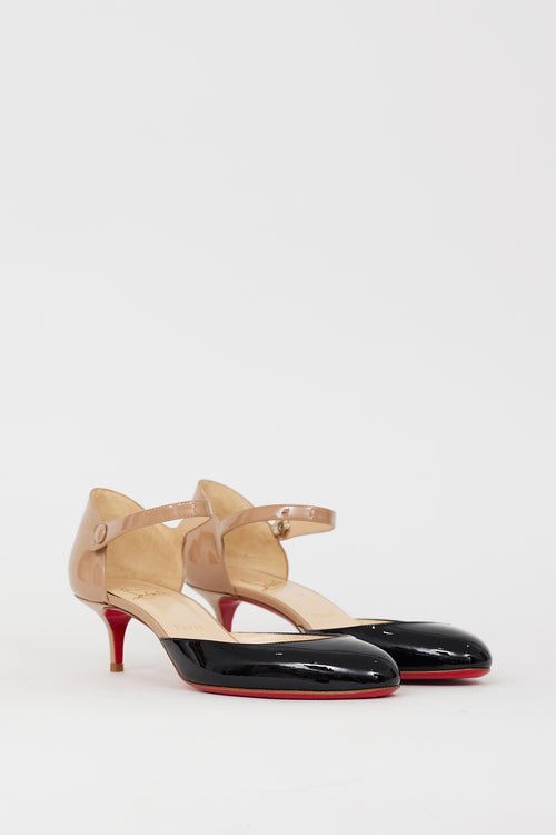 Christian Louboutin Black 
Beige Patent Mary Jane D
Orsay Pump