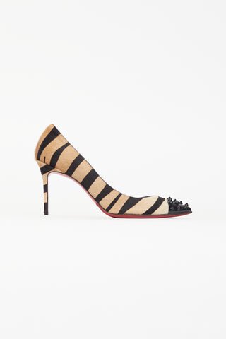 Christian Louboutin Black 
Brown GEO 85 Textured Pump