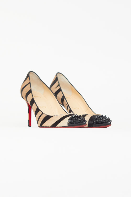 Christian Louboutin Black 
Brown GEO 85 Textured Pump