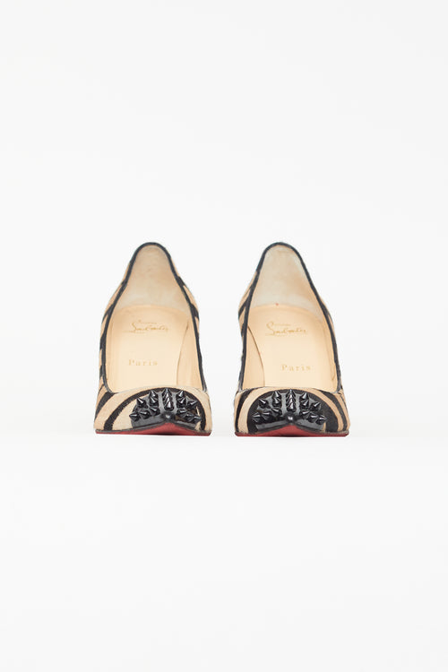 Christian Louboutin Black 
Brown GEO 85 Textured Pump