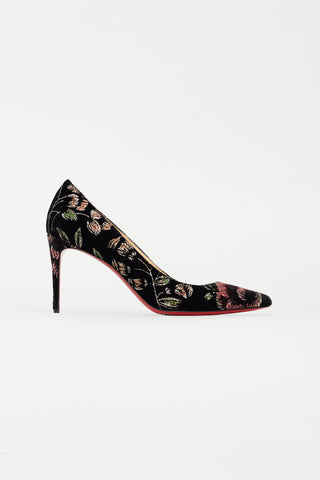 Christian Louboutin Black 
Multicolour Pigalle Follies 100 Velvet Pump