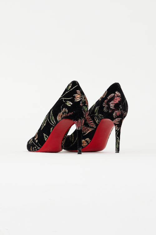 Christian Louboutin Black 
Multicolour Pigalle Follies 100 Velvet Pump