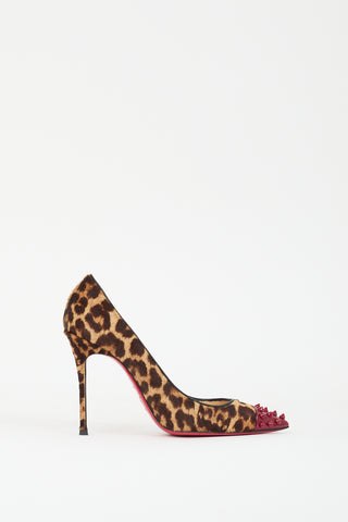 Christian Louboutin Brown 
Red Hair Geo Spike Toe Pump