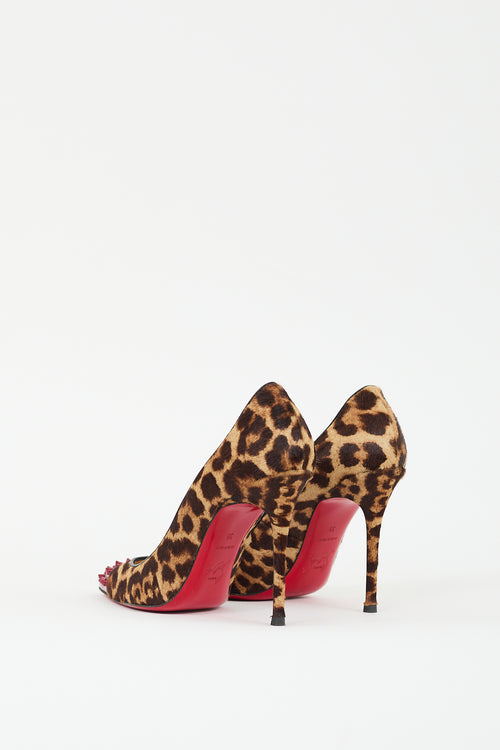 Christian Louboutin Brown 
Red Hair Geo Spike Toe Pump