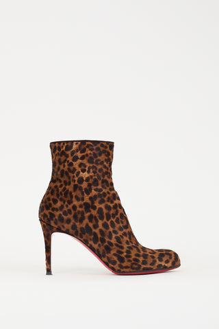 Christian Louboutin Brown 
Black Hair Printed Heeled Boot