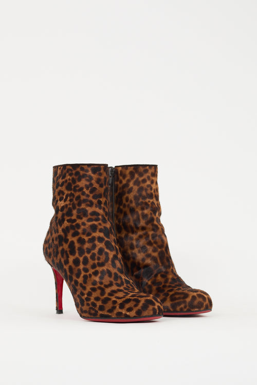 Christian Louboutin Brown 
Black Hair Printed Heeled Boot