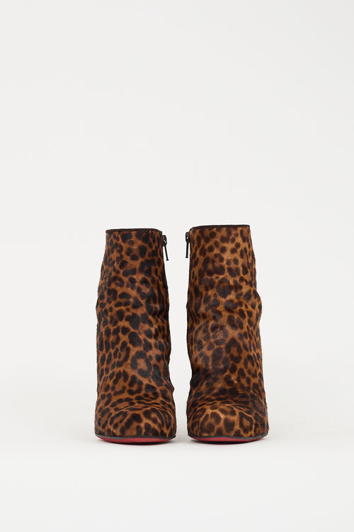 Christian Louboutin Brown 
Black Hair Printed Heeled Boot