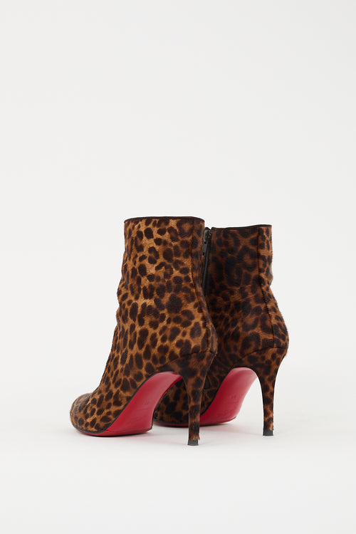 Christian Louboutin Brown 
Black Hair Printed Heeled Boot