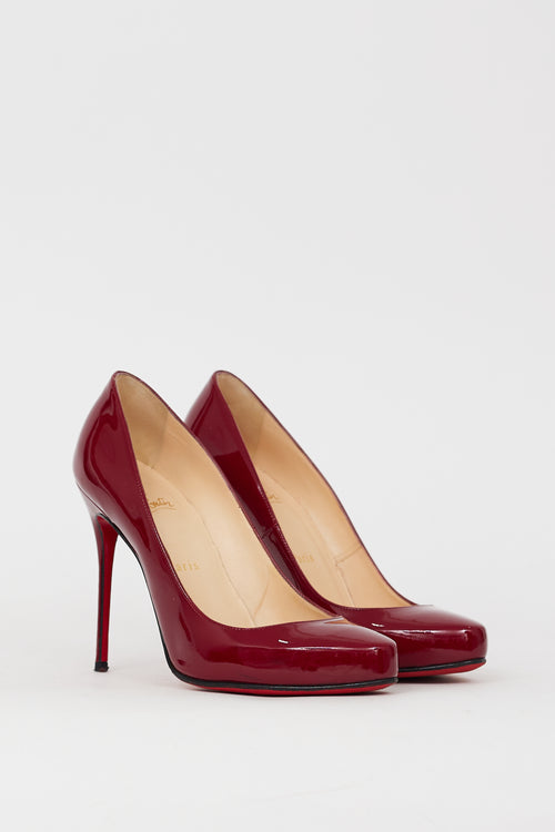 Christian Louboutin Burgundy Patent Leather Fifi 115 Pump