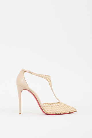 Christian Louboutin Beige Leather 
Mesh Salonu Pump