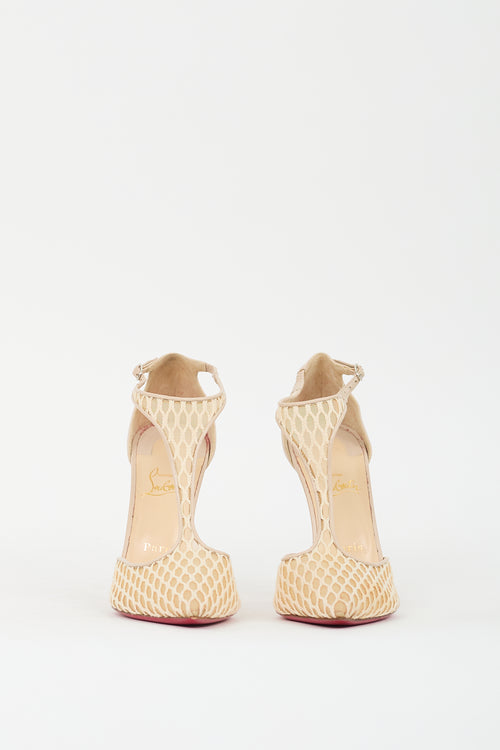 Christian Louboutin Beige Leather 
Mesh Salonu Pump