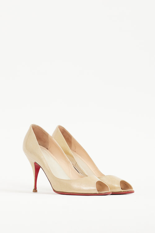 Christian Louboutin Gold Sparkly Patent Leather Yoyo 100 Pump