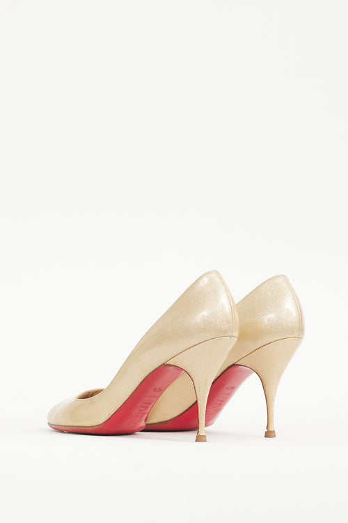 Christian Louboutin Gold Sparkly Patent Leather Yoyo 100 Pump