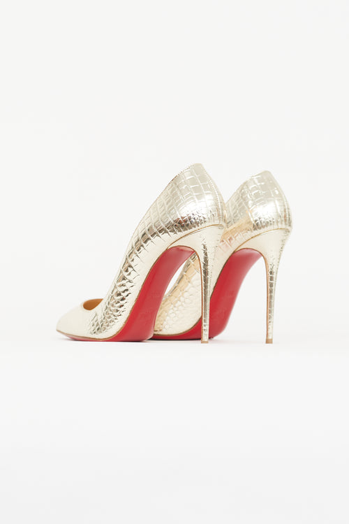 Christian Louboutin Gold Embossed Leather Kate 110 Pump