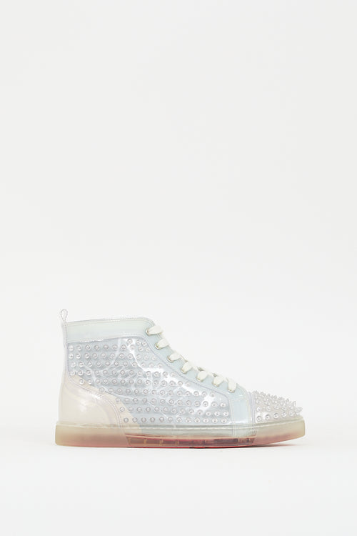 Christian Louboutin Grey Louix Ray Spiked PVC High Top Sneaker