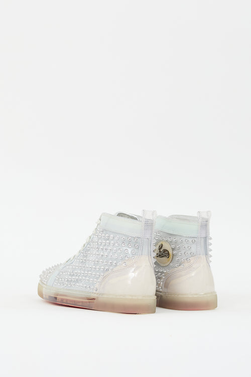 Christian Louboutin Grey Louix Ray Spiked PVC High Top Sneaker