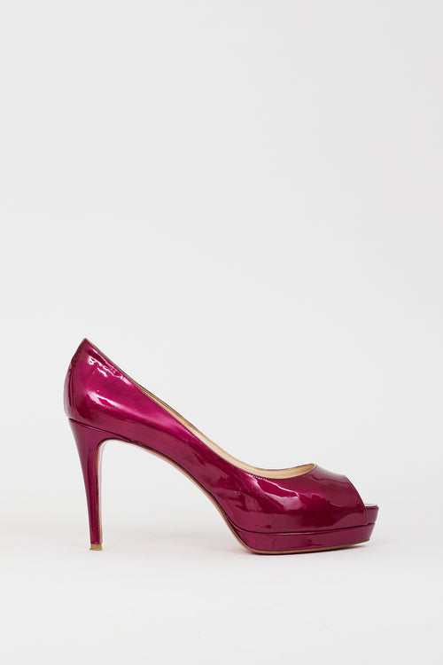 Christian Louboutin Metallic Purple Patent Leather Flo 100 Pump