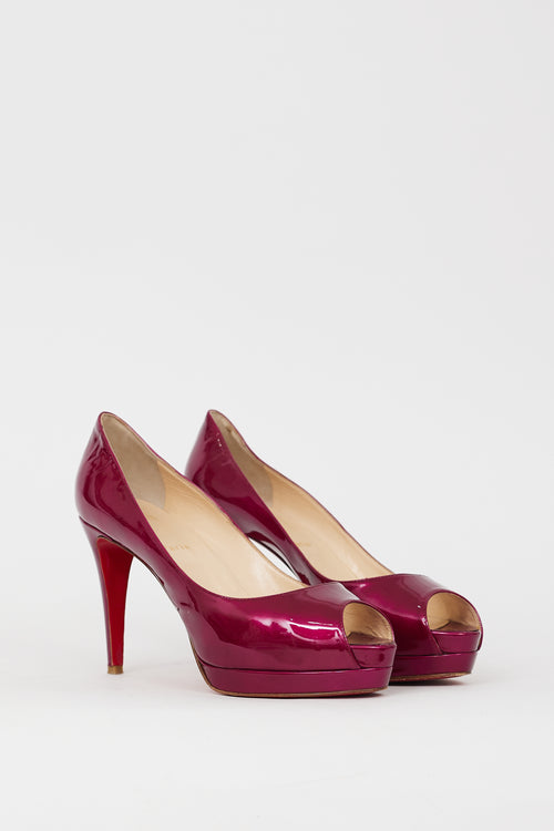 Christian Louboutin Metallic Purple Patent Leather Flo 100 Pump