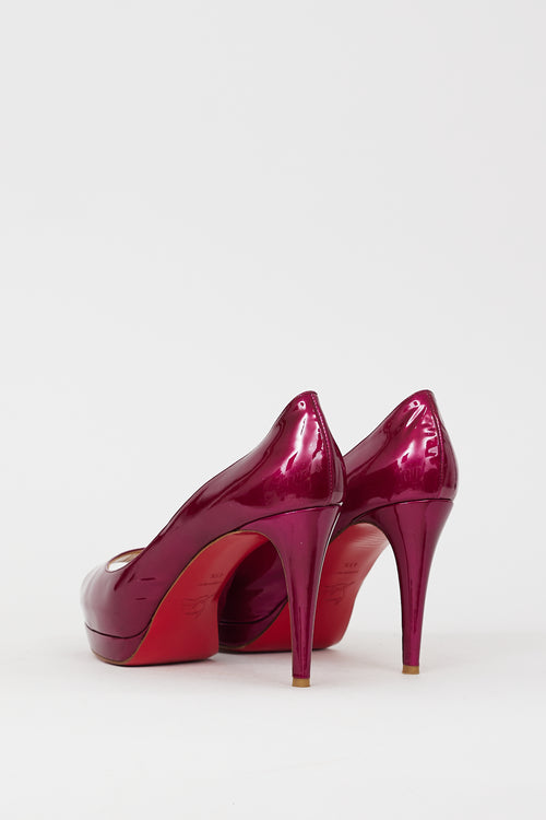 Christian Louboutin Metallic Purple Patent Leather Flo 100 Pump