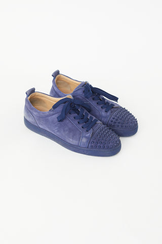 Christian Louboutin Navy Suede Louis Junior Spikes Sneaker