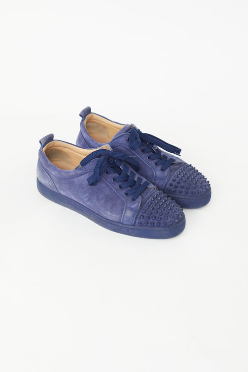 Christian Louboutin Navy Suede Louis Junior Spikes Sneaker