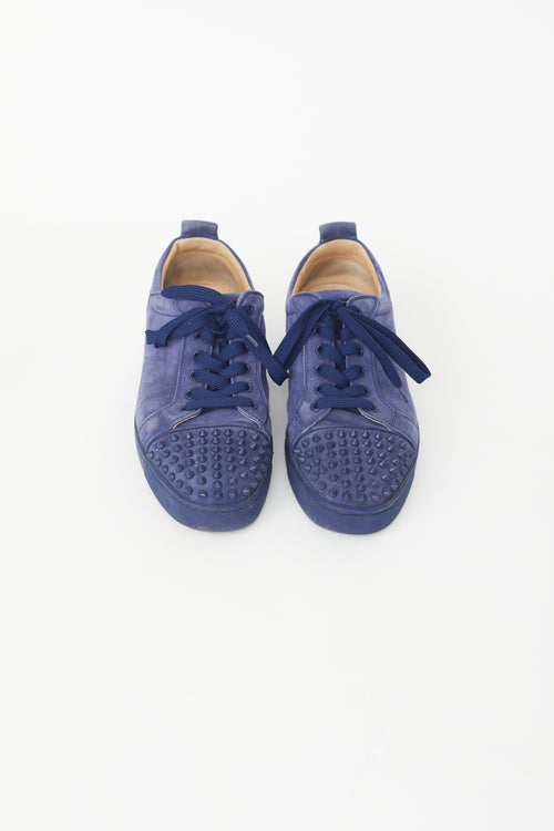 Christian Louboutin Navy Suede Louis Junior Spikes Sneaker