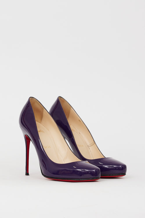 Christian Louboutin Purple Patent Leather Fifi 115 Pump