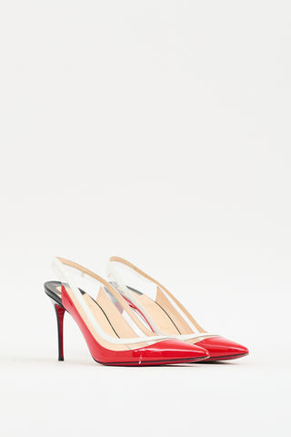 Christian Louboutin Red 
Multicolour Patent Paulina Slingback Pump