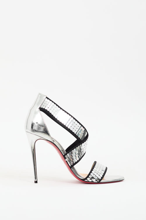 Christian Louboutin Silver Sequin Xili  Heel