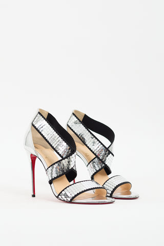 Christian Louboutin Silver Sequin Xili  Heel