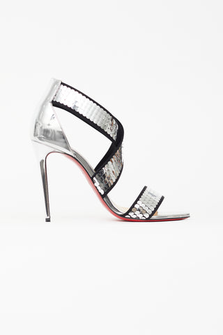 Christian Louboutin Silver Sequin Xili Heel