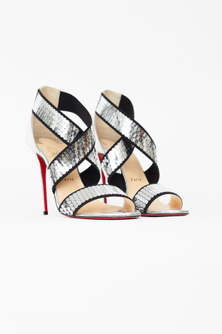 Christian Louboutin Silver Sequin Xili Heel