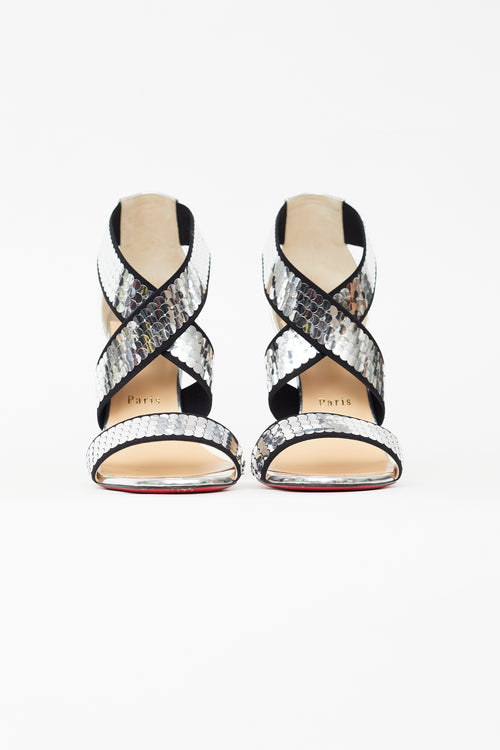 Christian Louboutin Silver Sequin Xili Heel