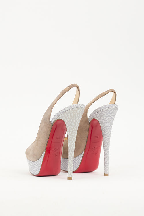 Christian Louboutin Taupe 
Grey Leather Lady Slingback Pump