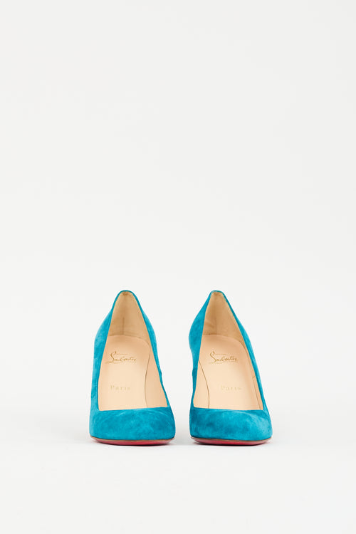 Christian Louboutin Teal Suede Simple 85 Pump