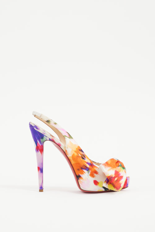 Christian Louboutin White 
Multicolour Vendome Satin Heel