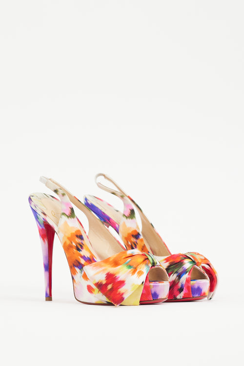 Christian Louboutin White 
Multicolour Vendome Satin Heel