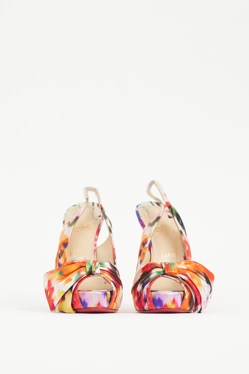 Christian Louboutin White 
Multicolour Vendome Satin Heel