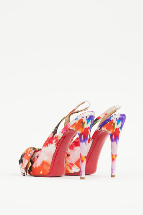 Christian Louboutin White 
Multicolour Vendome Satin Heel