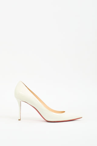 Christian Louboutin White Patent Leather Decoltish 85 Pump