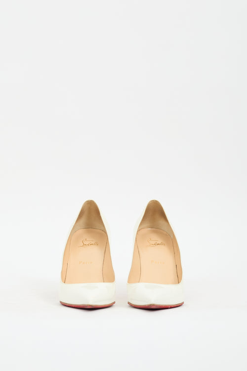 Christian Louboutin White Patent Leather Decoltish 85 Pump