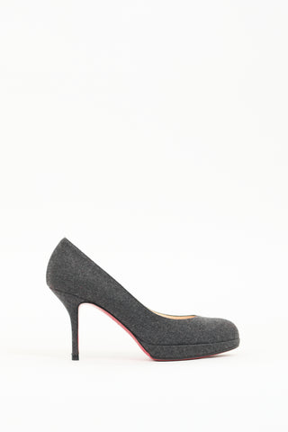 Christian Louboutin Grey Felt Prorata 90 Pump