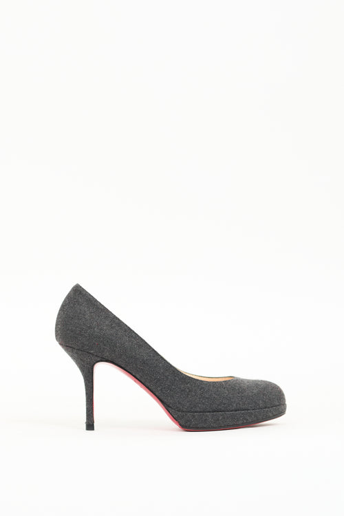 Christian Louboutin Grey Felt Prorata 90 Pump